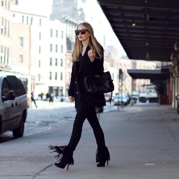 ZARA Fringed Suede Leather Ankle Boots High Heel Black Booties • Influencer Fav! - Picture 5 of 12